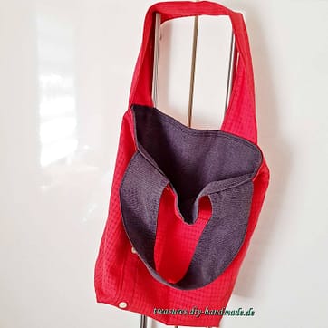 dekorative Stofftasche rot mit anthrazit