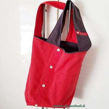 dekorative Stofftasche rot mit anthrazit