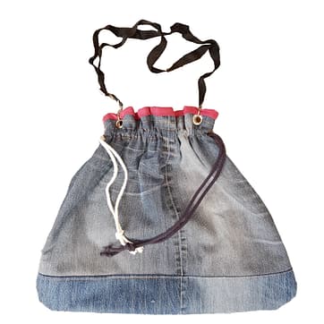 Turnbeutel, bestickte Jeanstasche