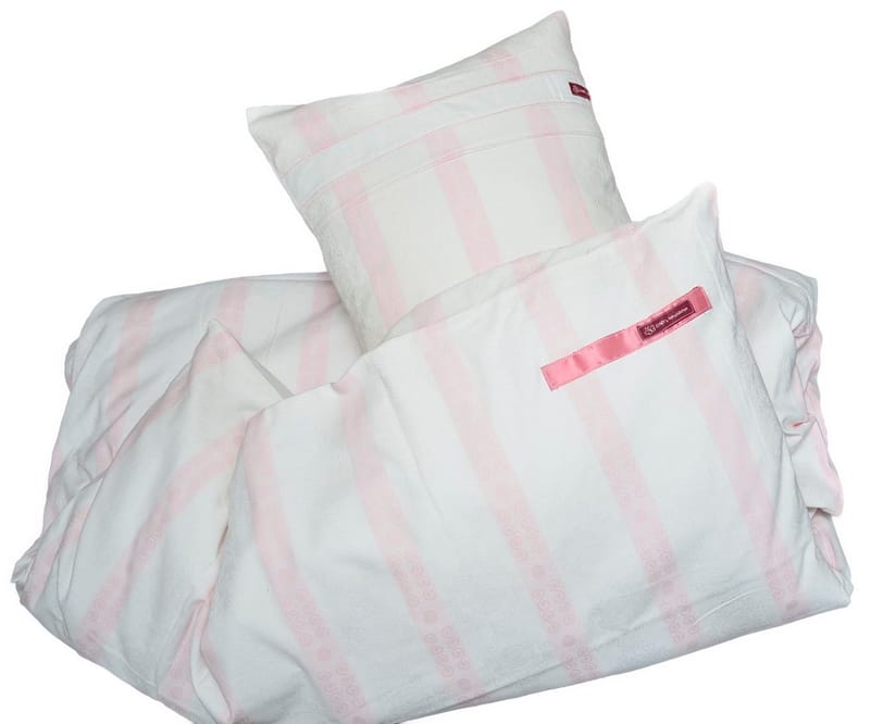 Kinderbettwäsche Set weiß rosa gestreift