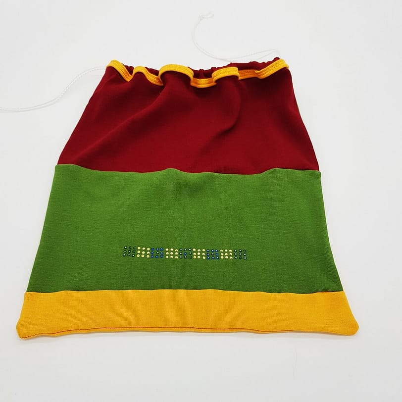 Bunter Stoffbeutel mit Zugband, upcycling