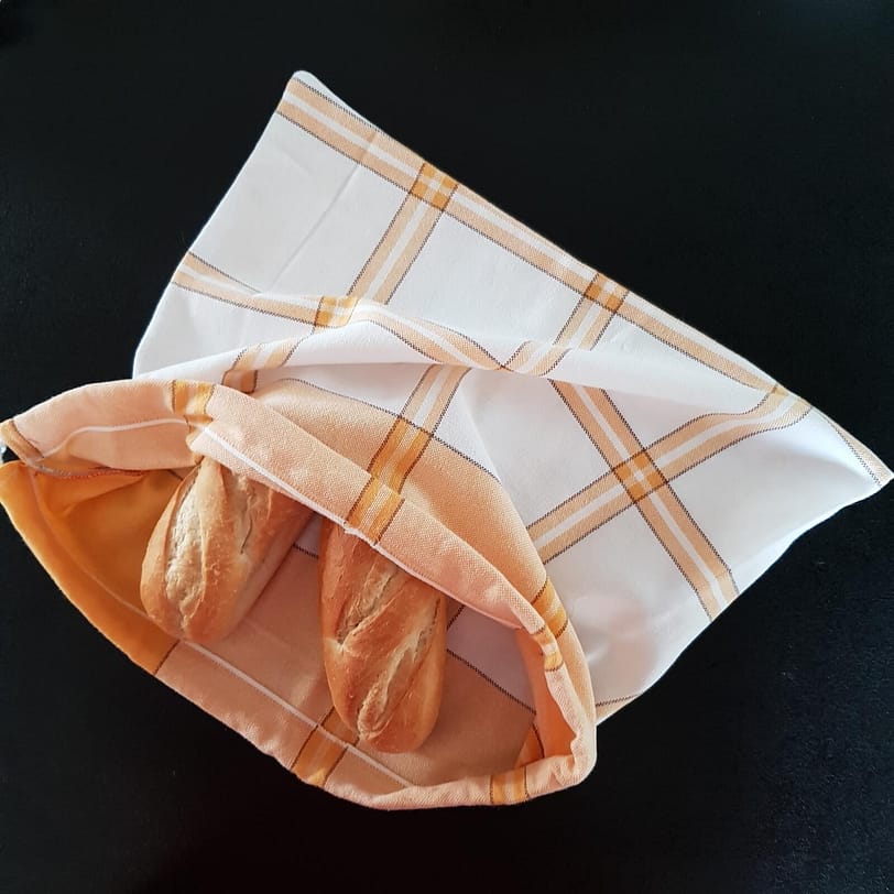 Brötchenbeutel, kleiner Stoffbeutel mit Zugband zur Aufbewahrung von Lebensmitteln, upcycling, zero waste