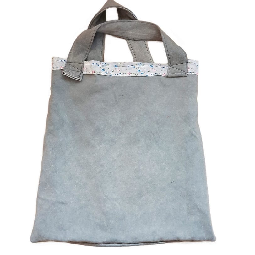 Stofftasche aus Baumwolle, grau, Unikat